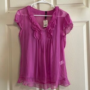 NWT Purple Tahari Ruffle Blouse -Small